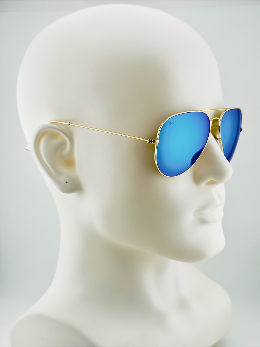 Ray-Ban Aviator Sunglasses RB3025 Gold Matte Frame with Blue Crystal Lens UNISEX - Picture 4 of 15
